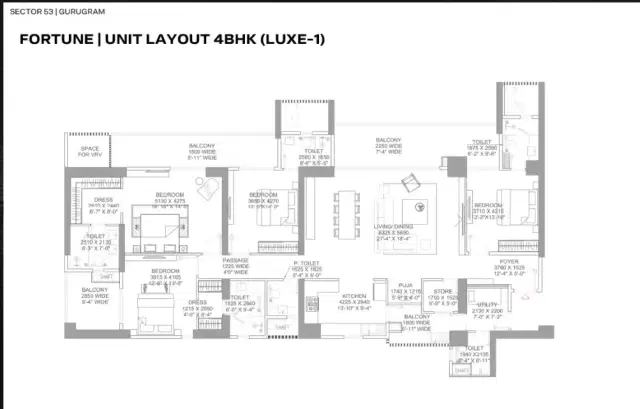 Godrej Samaris Gurgaon 4 BHK Apartments 2094 Sq. Ft. Floor Plan
